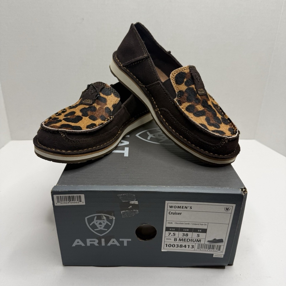 Ariat Cruiser Leopard Hair On Slip On Shoes Women’s 7.5 B Brown 10038413 NEW